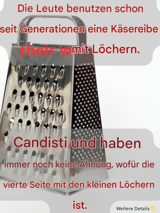 Zweck der vierten Seite Ihrer Käsereibe